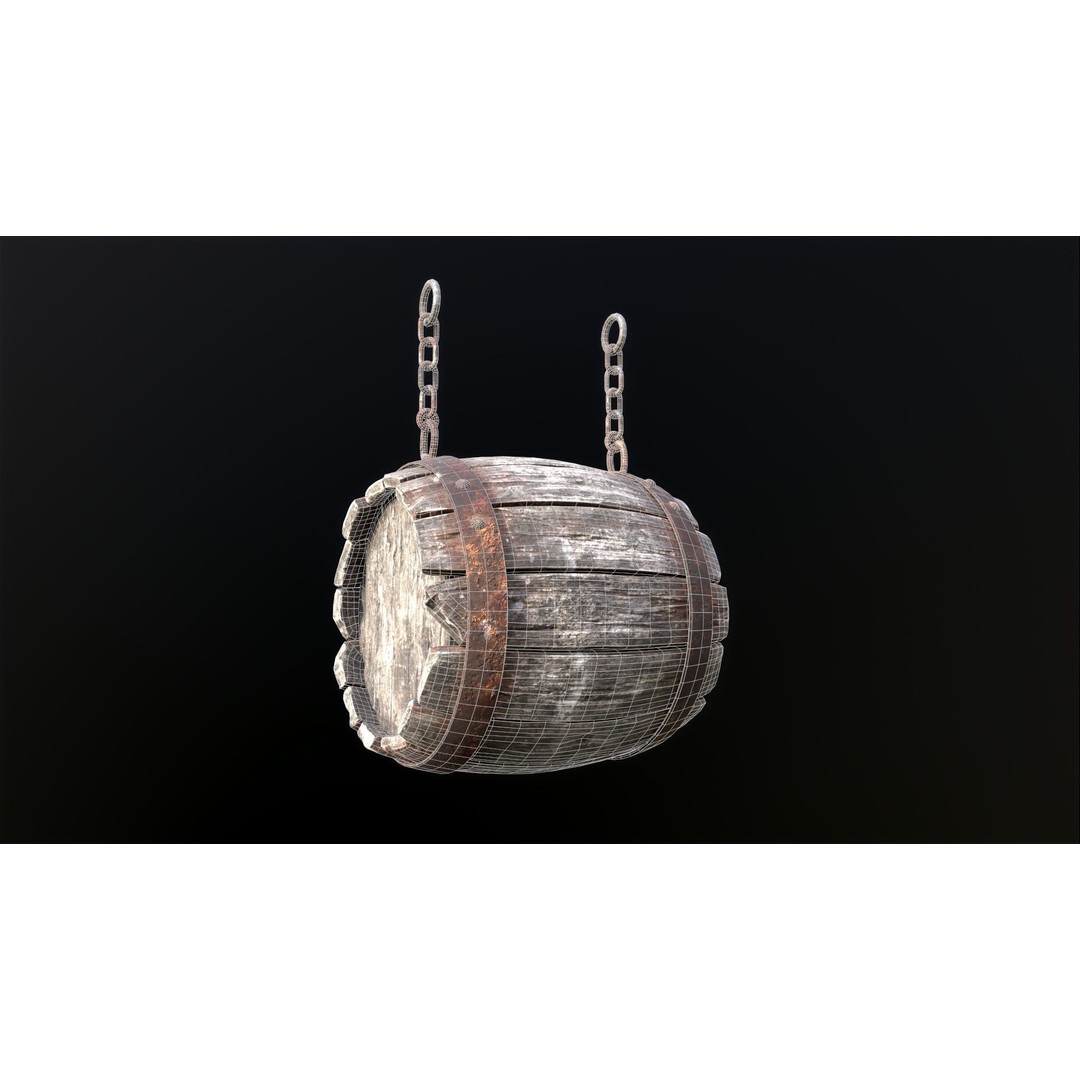 Vintage Beer Barrel Sign 3D Model – Low Poly Game Asset, FBX - View 47