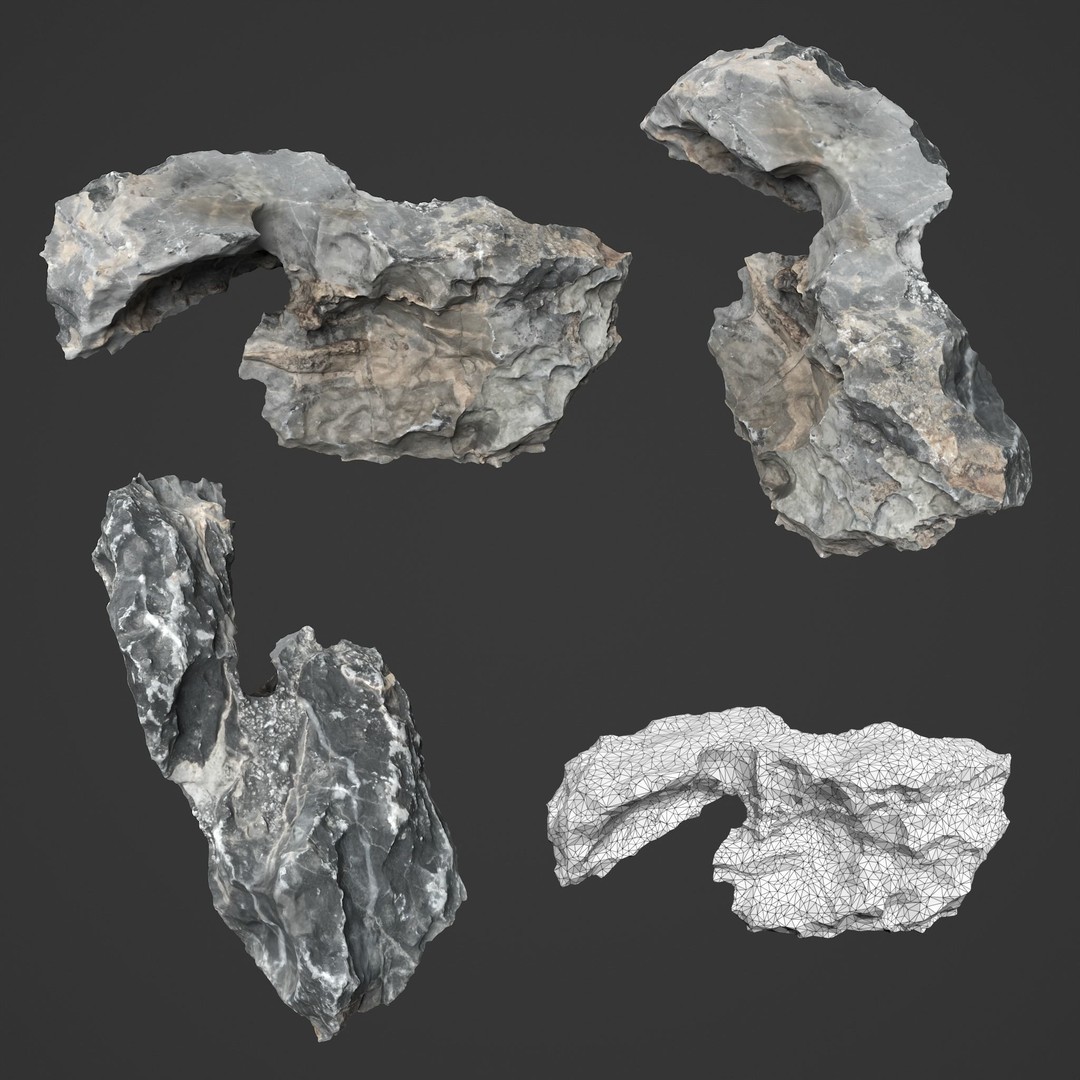 Erosion Rocks 3D Model – High Poly Game Asset, FBX & PBR Textures - View 4