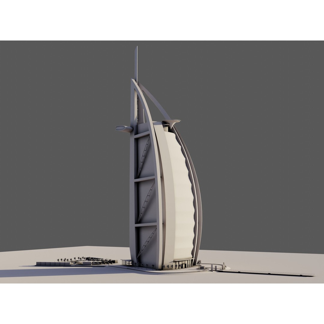 Burj Al Arab 3D Model – PBR Skyscraper Asset, FBX & Blender