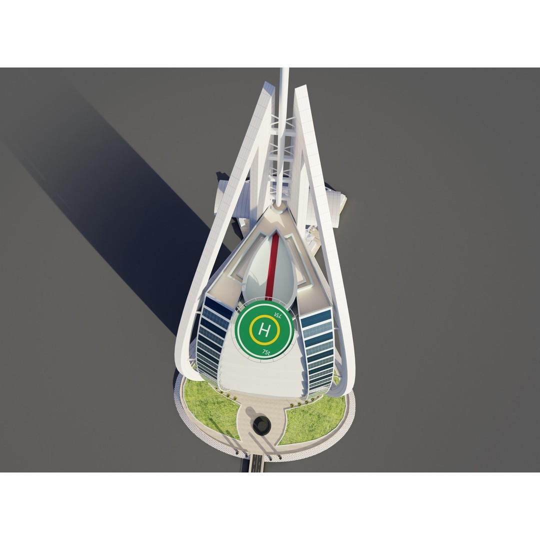 Burj Al Arab 3D Model – PBR Skyscraper Asset, FBX & Blender - View 10