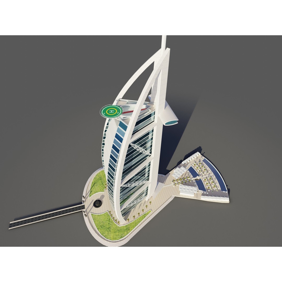 Burj Al Arab 3D Model – PBR Skyscraper Asset, FBX & Blender - View 11