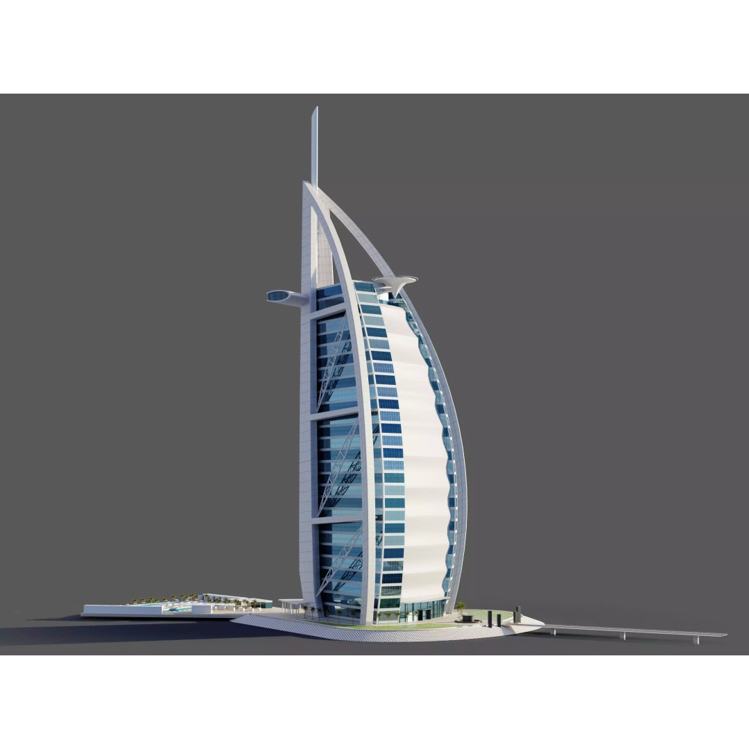 Burj Al Arab 3D Model – PBR Skyscraper Asset, FBX & Blender - View 2