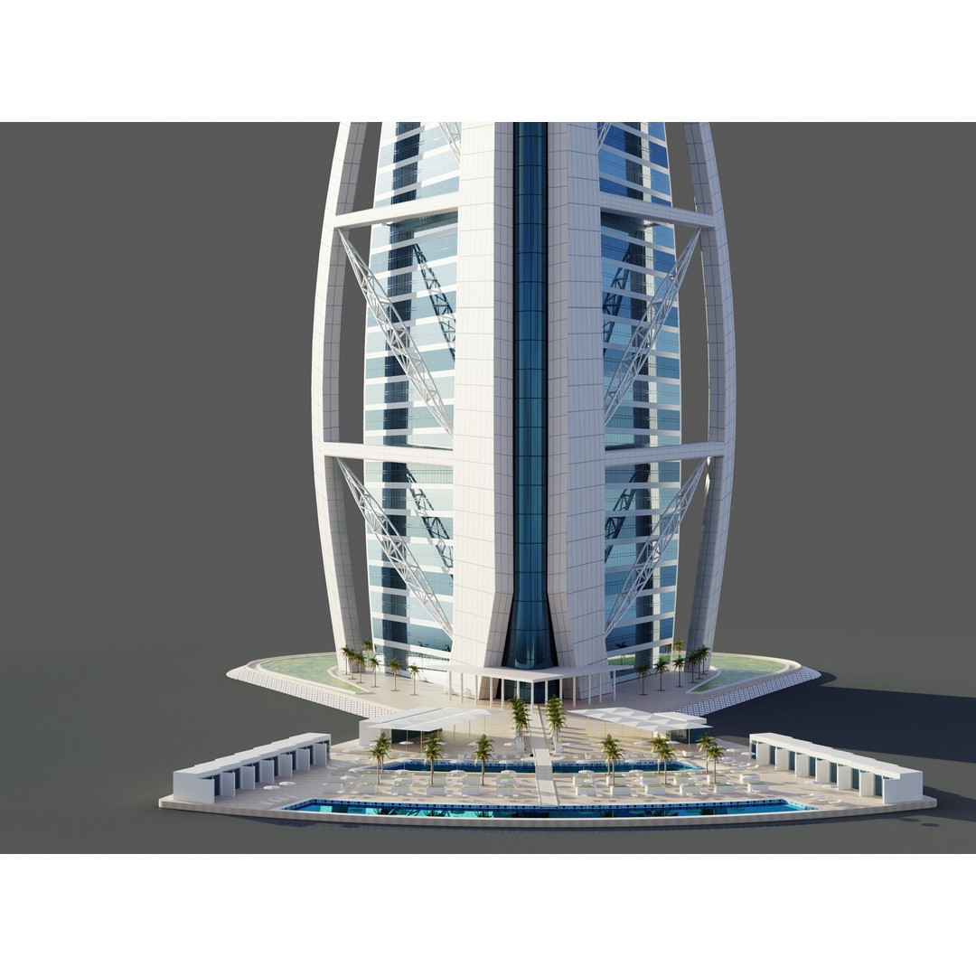 Burj Al Arab 3D Model – PBR Skyscraper Asset, FBX & Blender - View 4