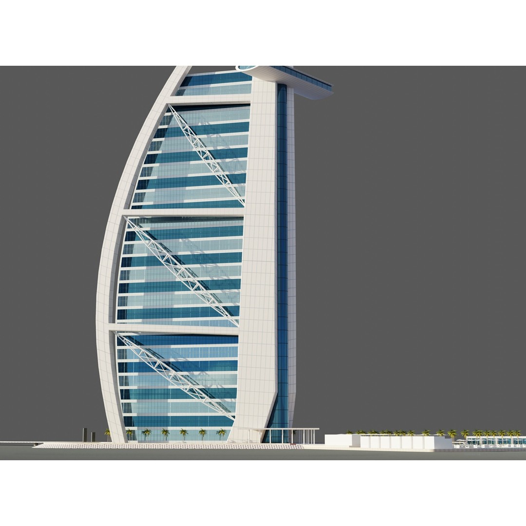 Burj Al Arab 3D Model – PBR Skyscraper Asset, FBX & Blender - View 6