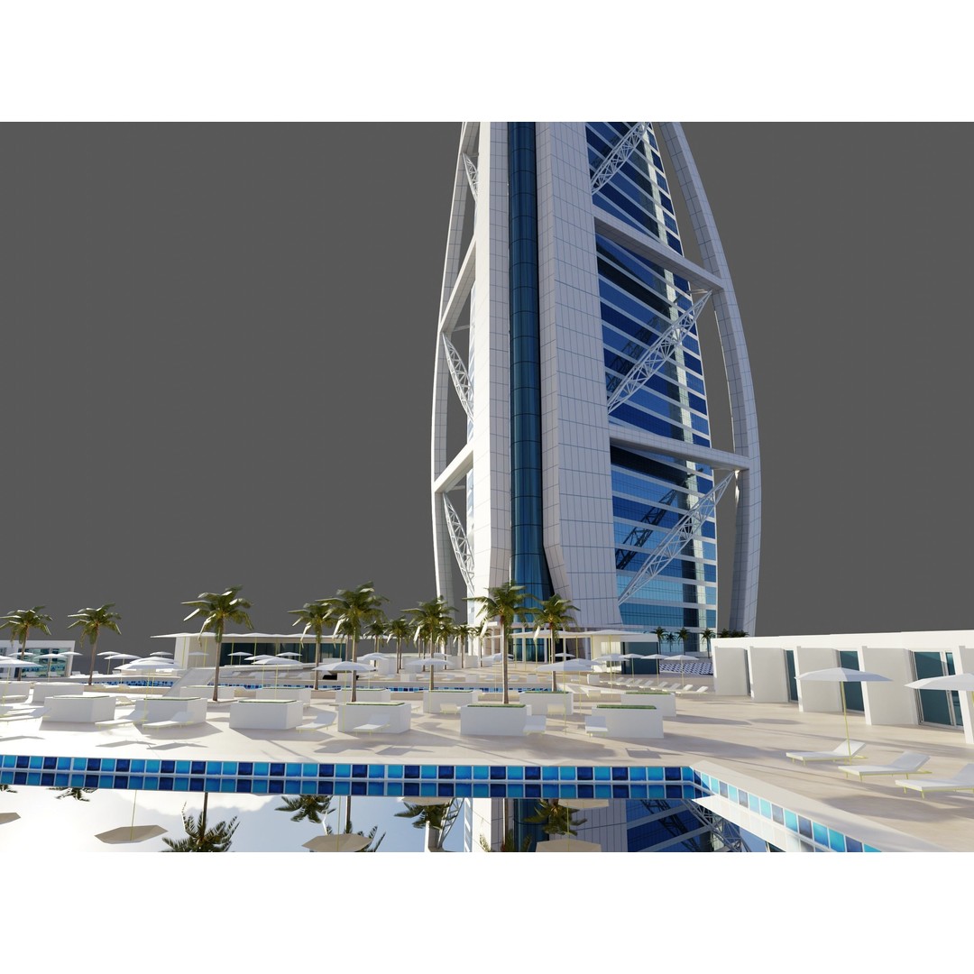 Burj Al Arab 3D Model – PBR Skyscraper Asset, FBX & Blender - View 8