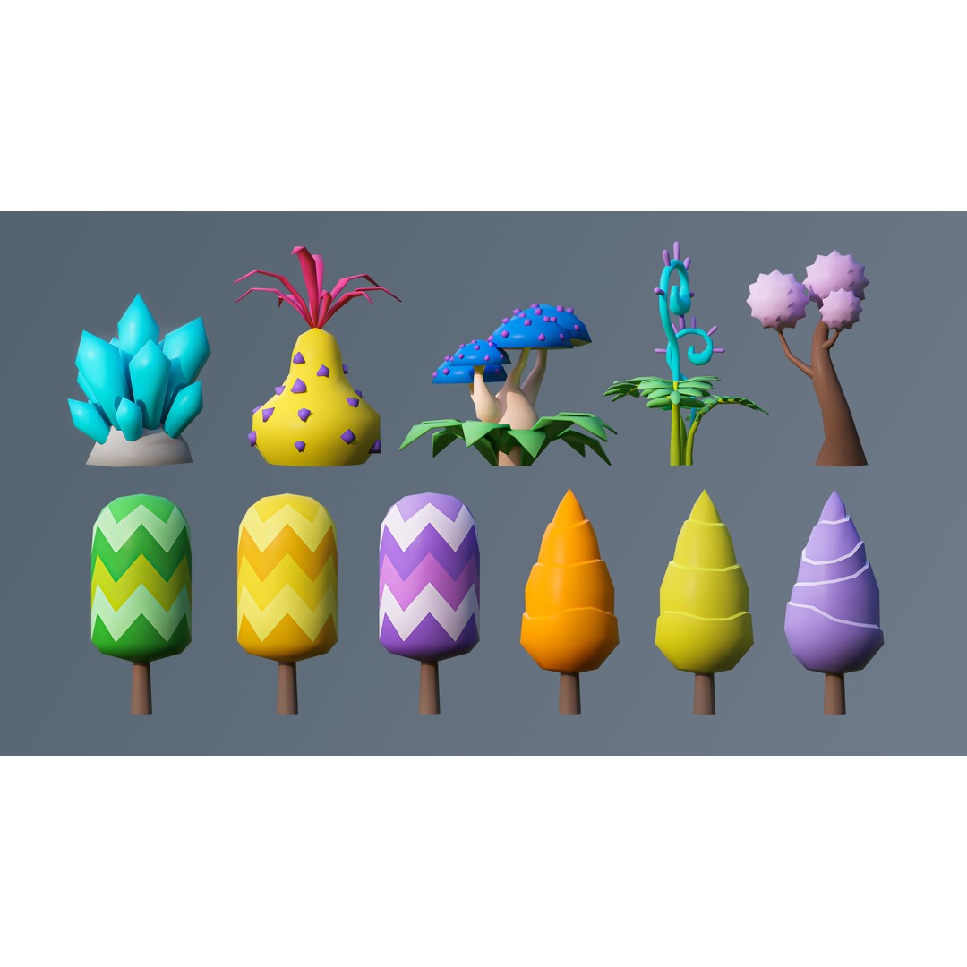 Vegetation 3D Model – Low Poly Game Asset with 504 Unique Plants - View 18