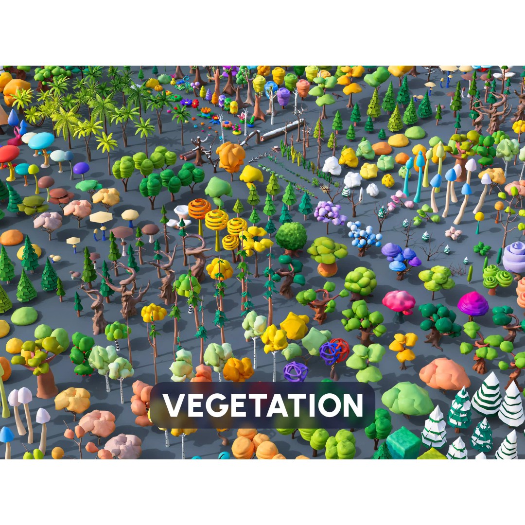 Vegetation 3D Model – Low Poly Game Asset with 504 Unique Plants - View 2