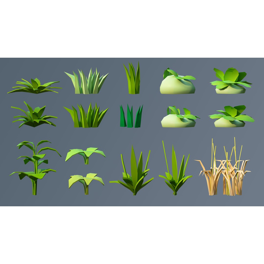 Vegetation 3D Model – Low Poly Game Asset with 504 Unique Plants - View 46