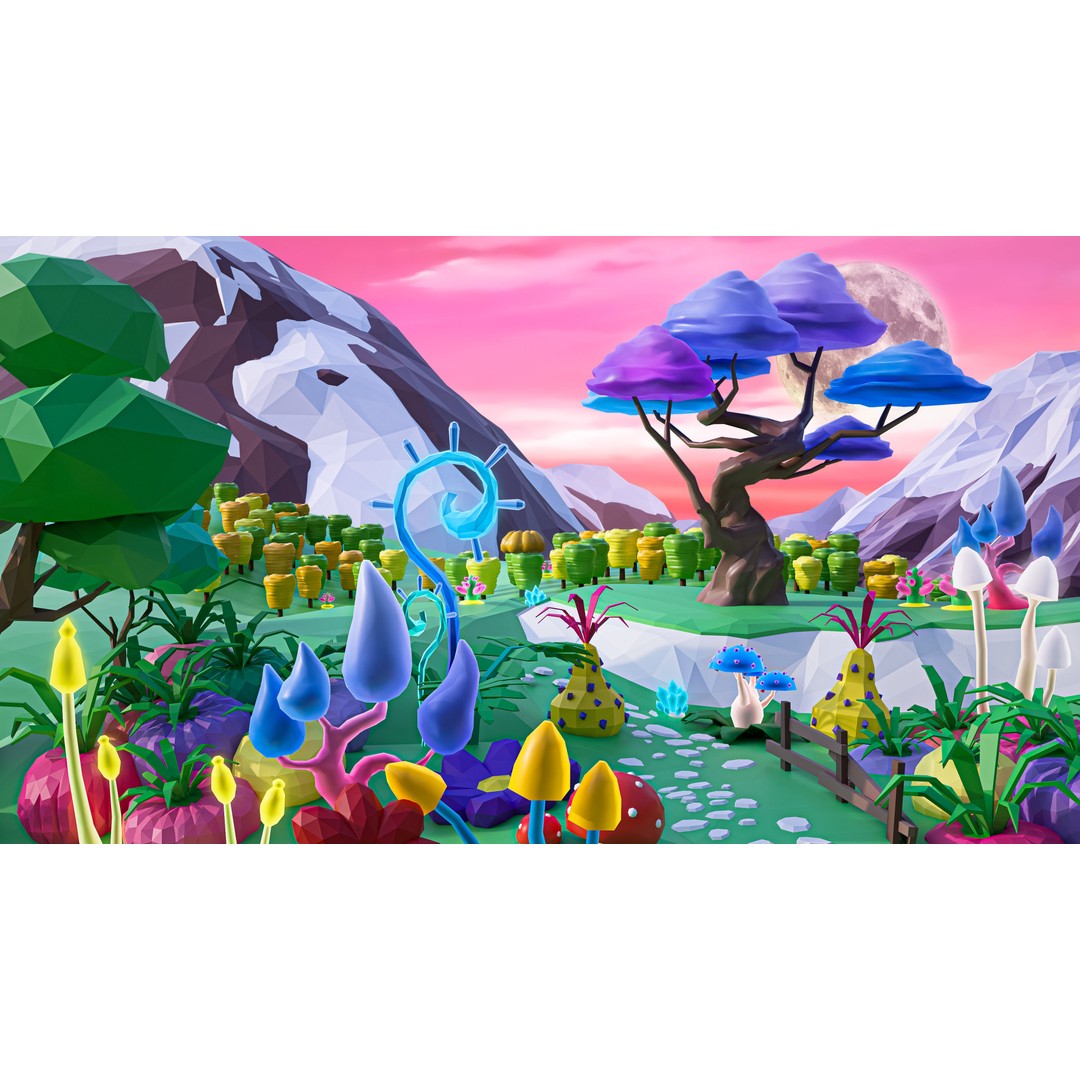Vegetation 3D Model – Low Poly Game Asset with 504 Unique Plants - View 6