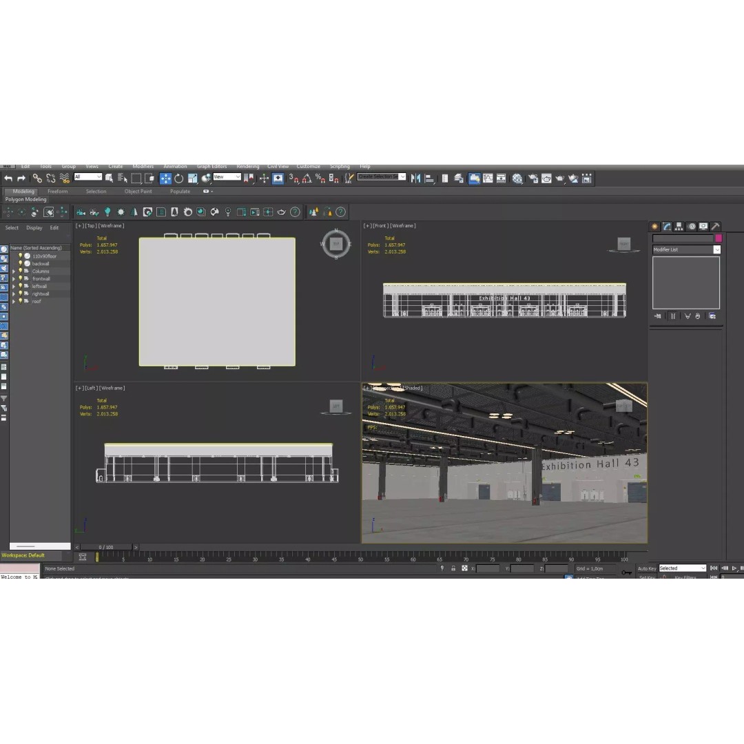 Exhibition Hall 3D Model – High Poly Interior Space, FBX, Blender, Game Ready
