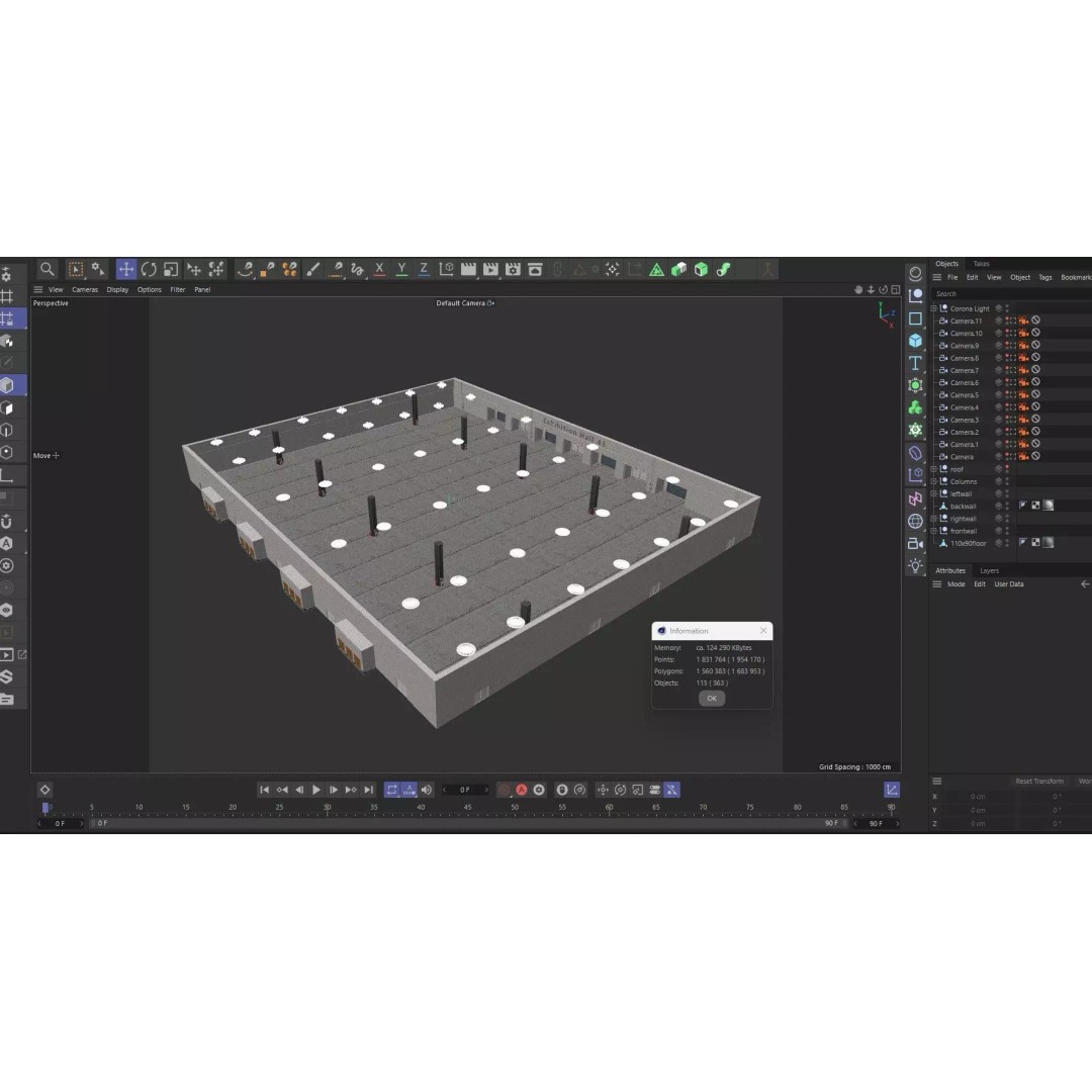 Exhibition Hall 3D Model – High Poly Interior Space, FBX, Blender, Game Ready - View 24