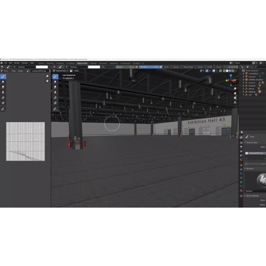 Exhibition Hall 3D Model – High Poly Interior Space, FBX, Blender, Game Ready - View 25