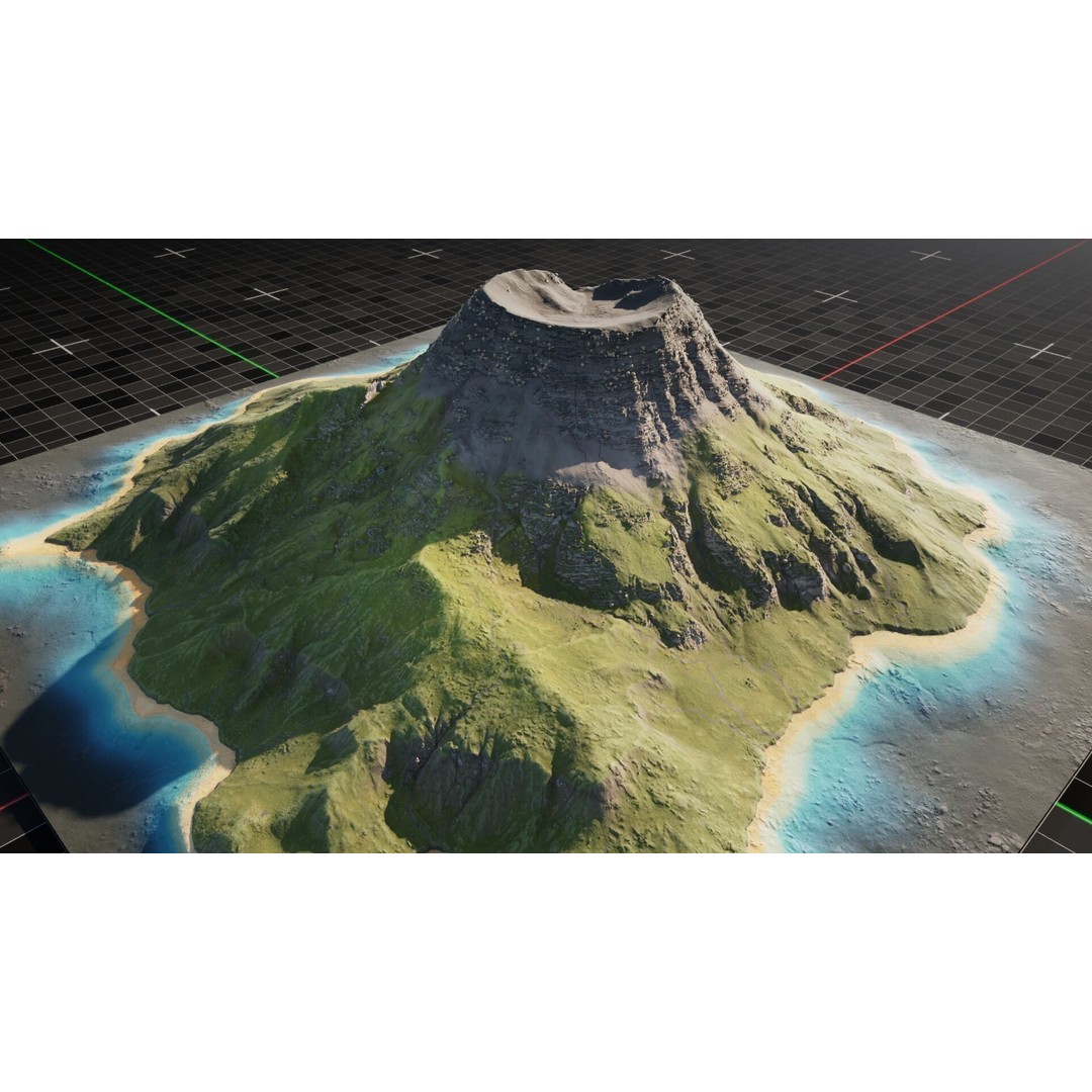 Island Volcano 3D Model – Detailed Oceanic Terrain for Animation, Blender - View 10