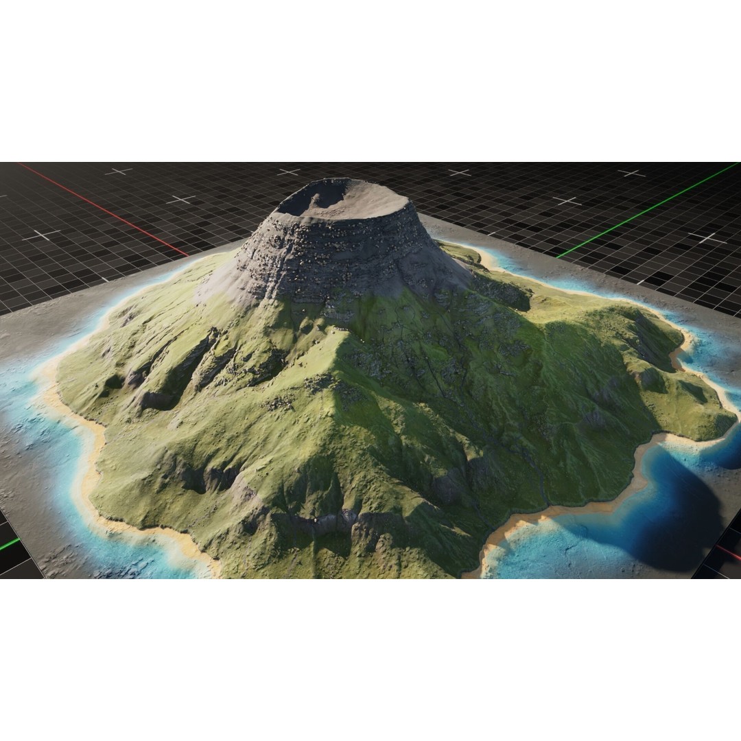 Island Volcano 3D Model – Detailed Oceanic Terrain for Animation, Blender - View 11