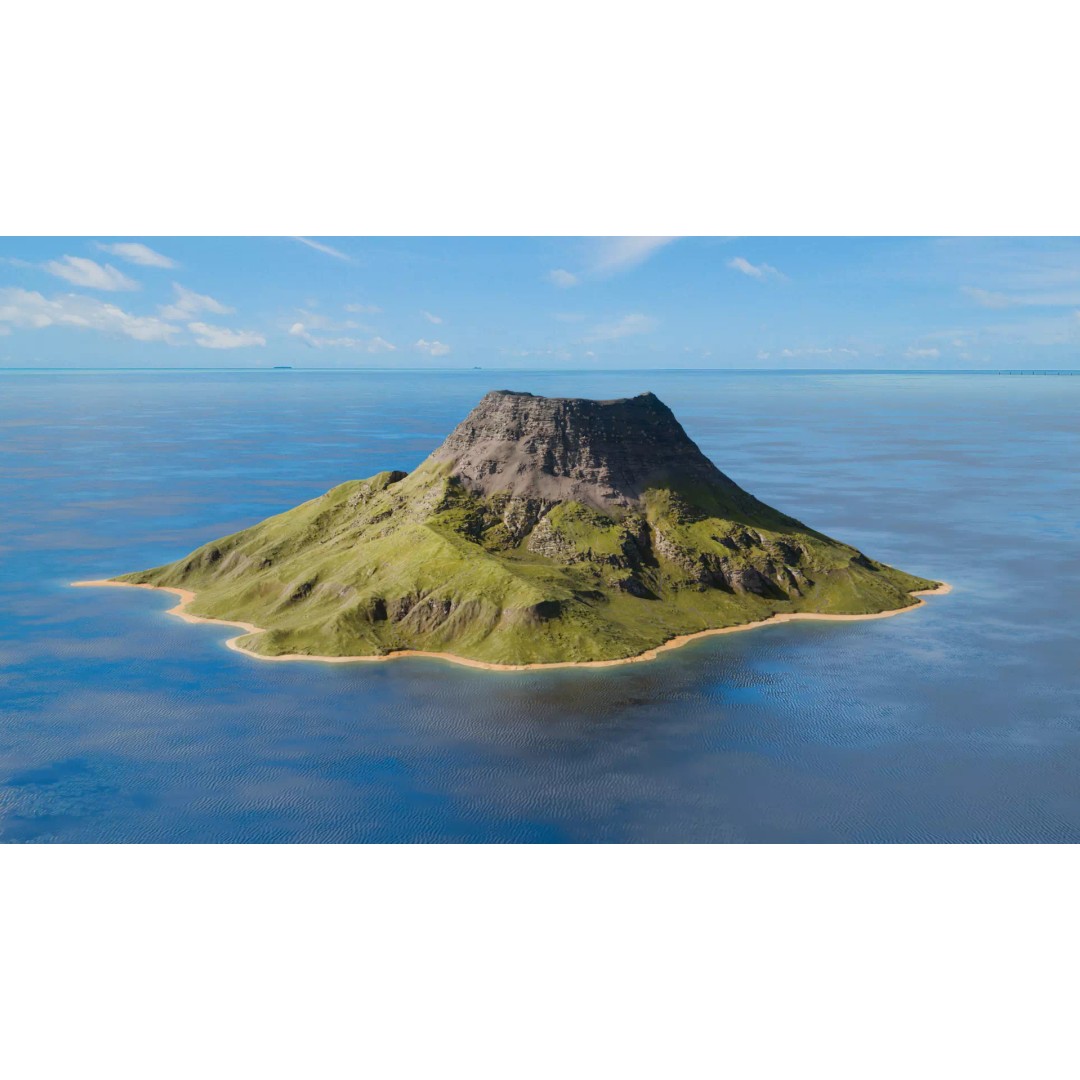 Island Volcano 3D Model – Detailed Oceanic Terrain for Animation, Blender - View 2