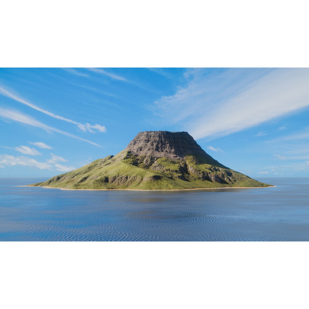Island Volcano 3D Model – Detailed Oceanic Terrain for Animation, Blender - View 3