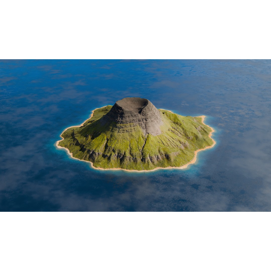 Island Volcano 3D Model – Detailed Oceanic Terrain for Animation, Blender - View 4