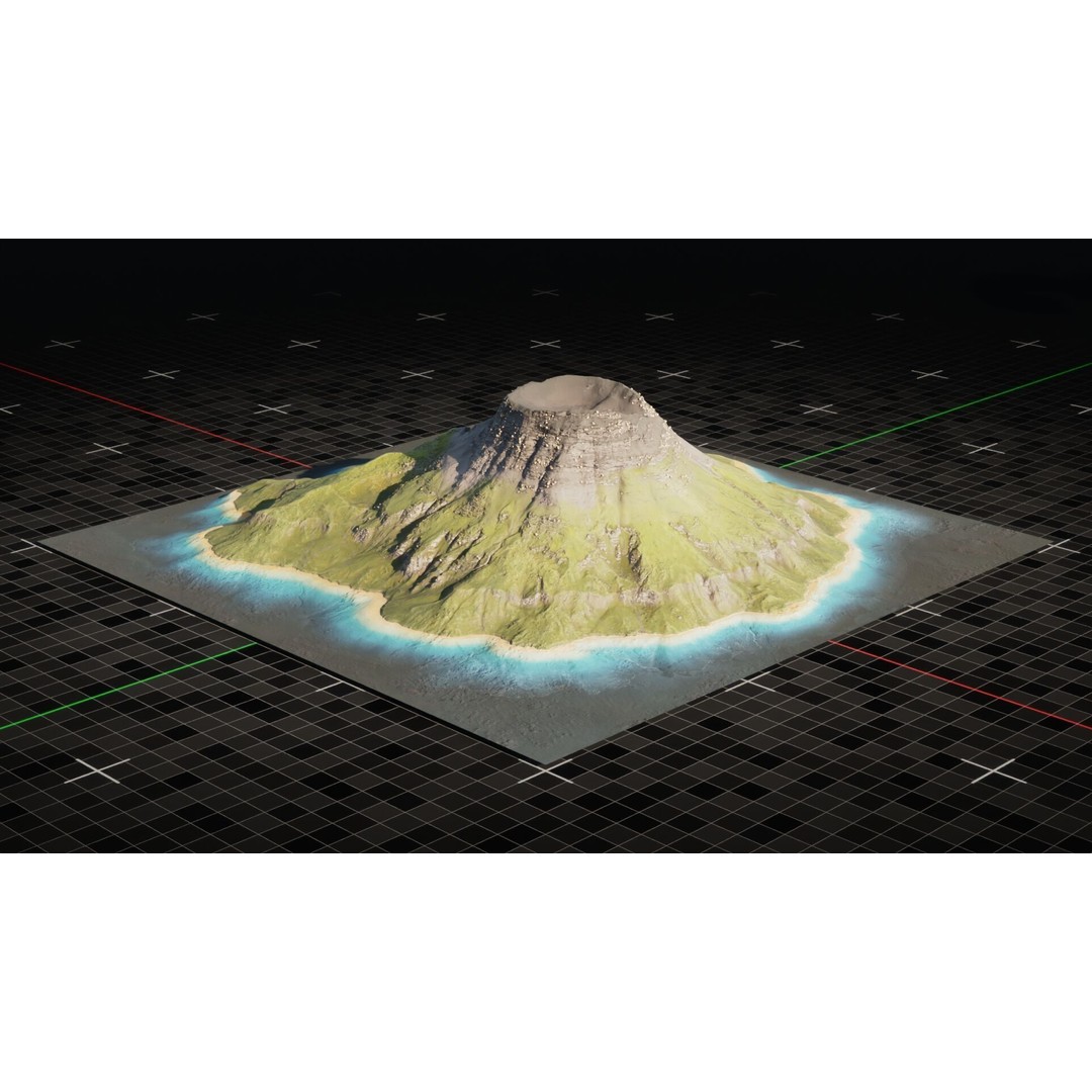 Island Volcano 3D Model – Detailed Oceanic Terrain for Animation, Blender - View 6
