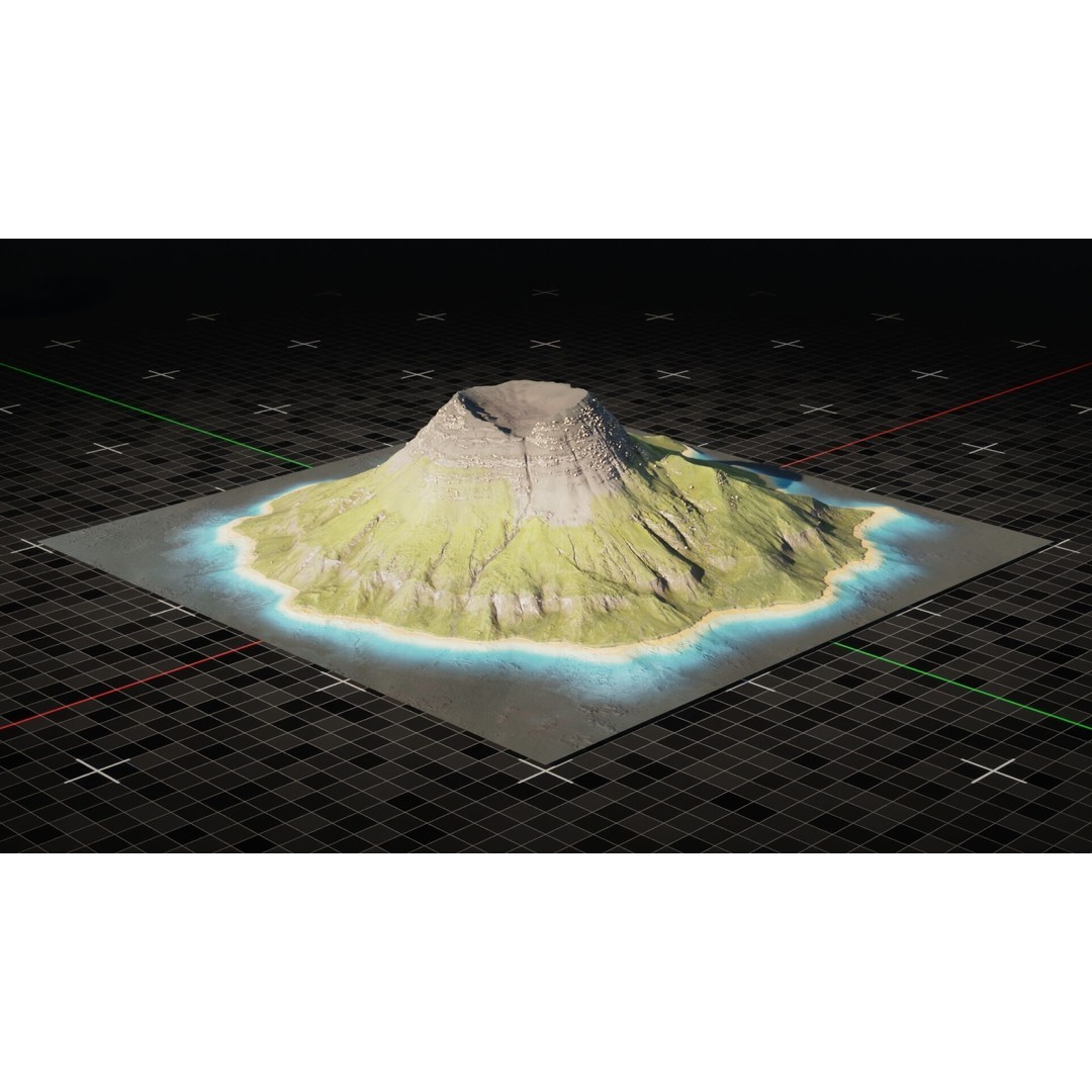 Island Volcano 3D Model – Detailed Oceanic Terrain for Animation, Blender - View 7