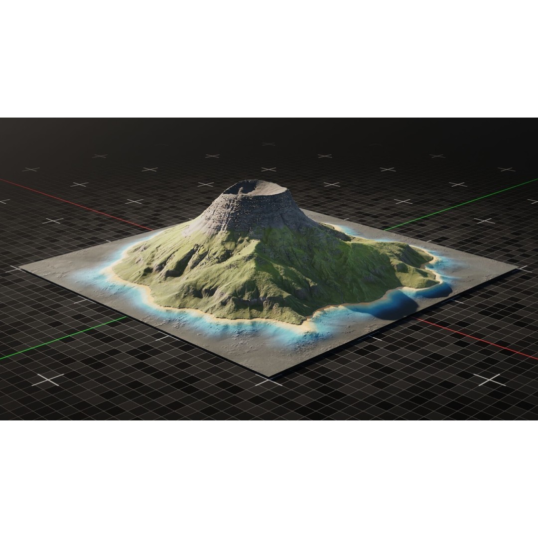 Island Volcano 3D Model – Detailed Oceanic Terrain for Animation, Blender - View 8