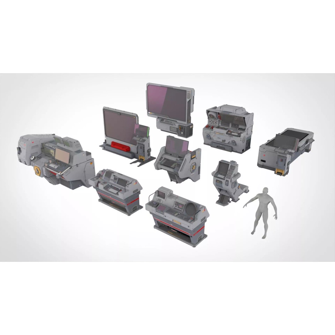 Futuristic Sci-Fi Terminal 3D Model – High Poly PBR Asset, FBX - View 2