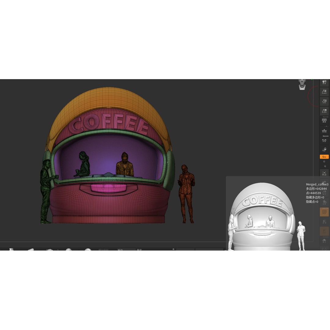 Helmet Coffee Shop 3D Model – Isometric Cartoon Building, FBX, OBJ