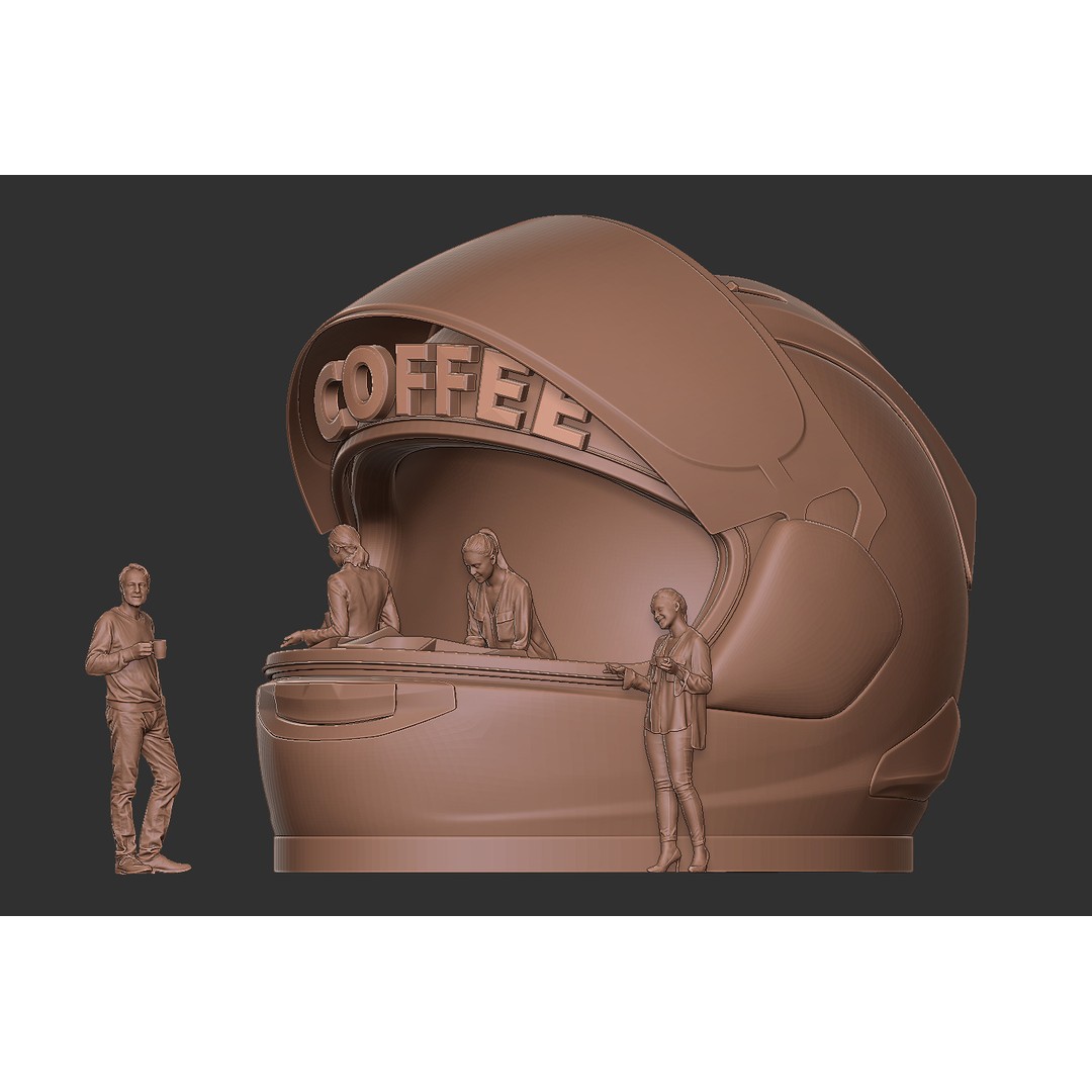 Helmet Coffee Shop 3D Model – Isometric Cartoon Building, FBX, OBJ - View 16