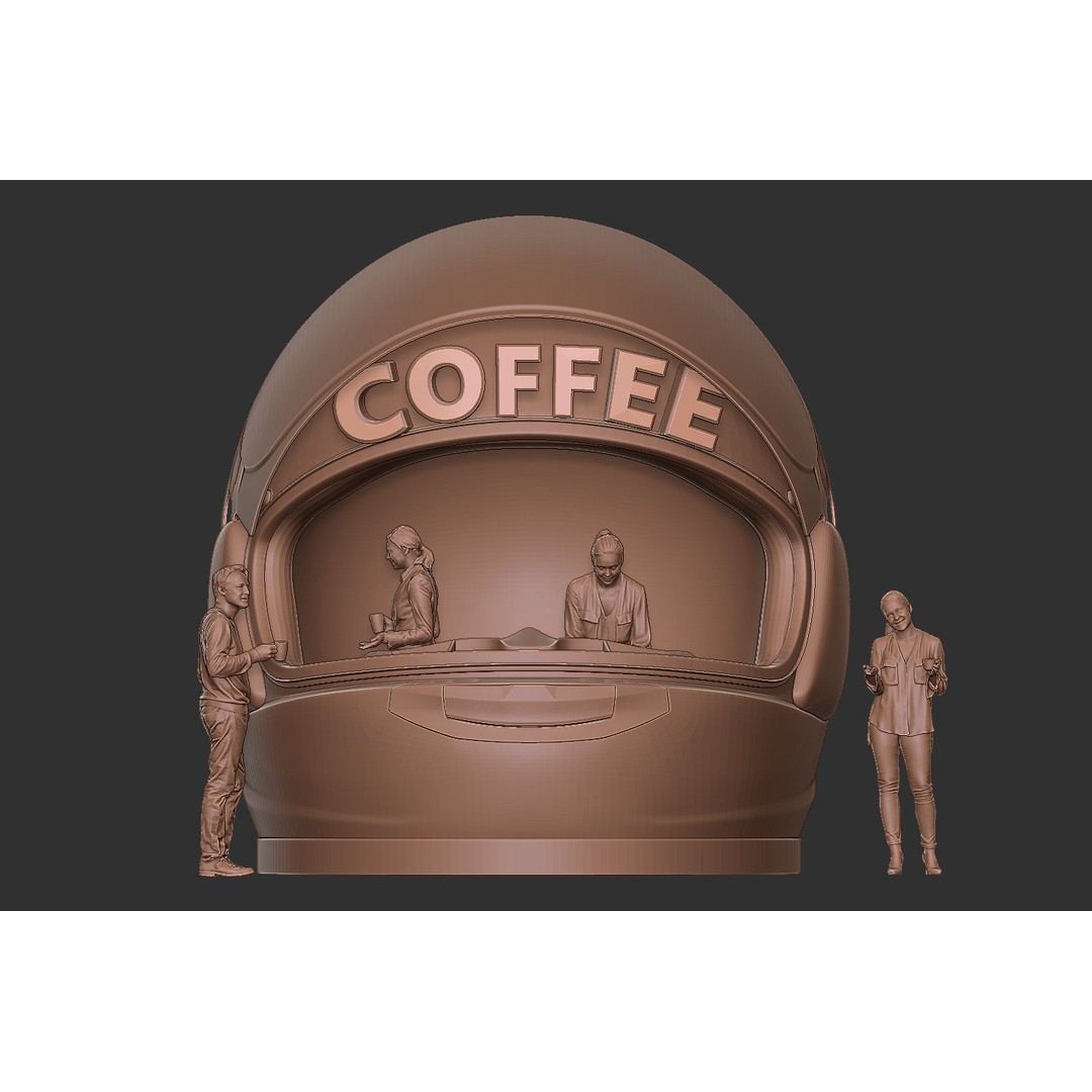 Helmet Coffee Shop 3D Model – Isometric Cartoon Building, FBX, OBJ - View 18