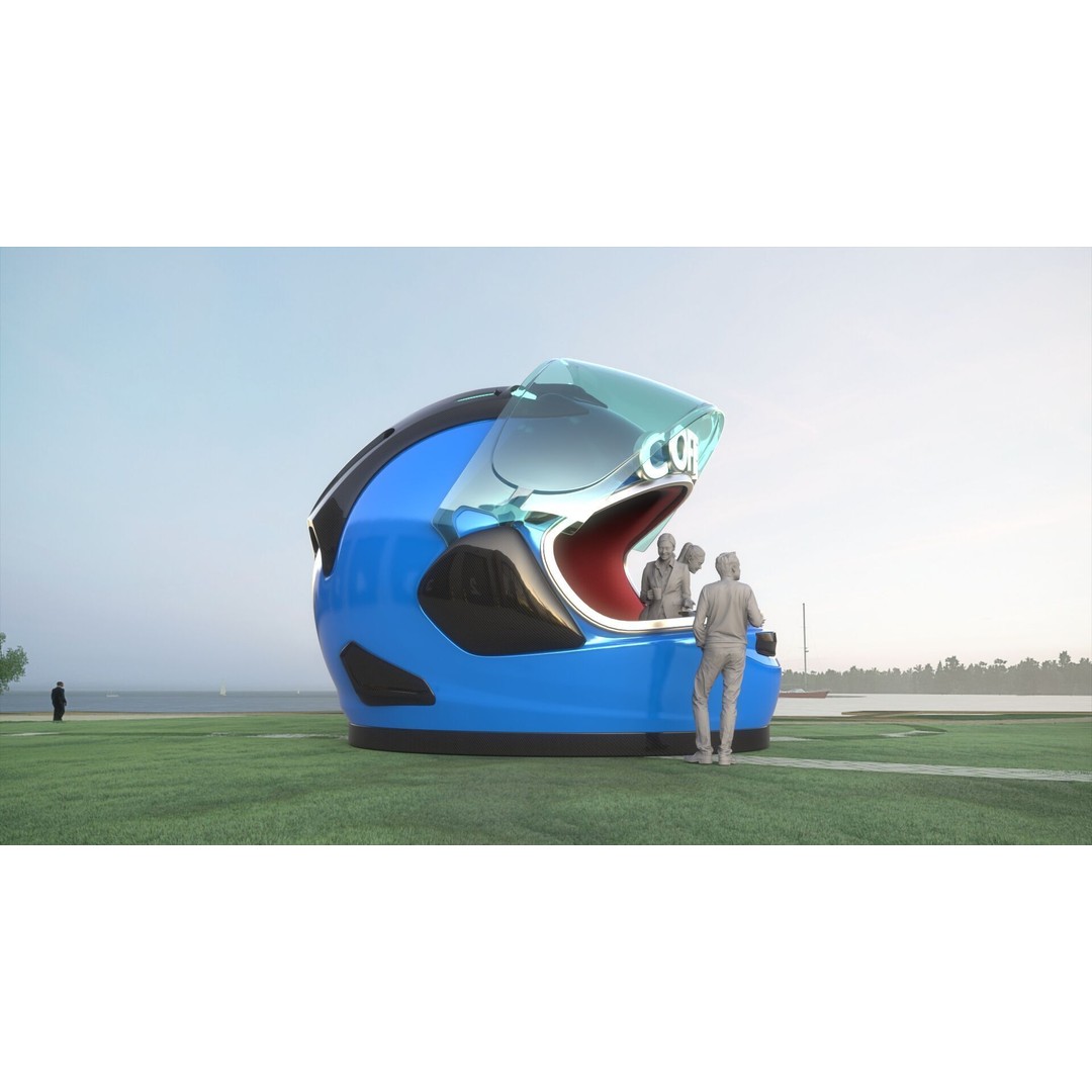 Helmet Coffee Shop 3D Model – Isometric Cartoon Building, FBX, OBJ - View 4