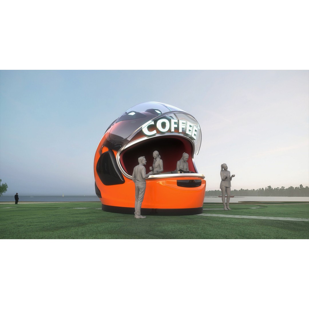 Helmet Coffee Shop 3D Model – Isometric Cartoon Building, FBX, OBJ - View 8