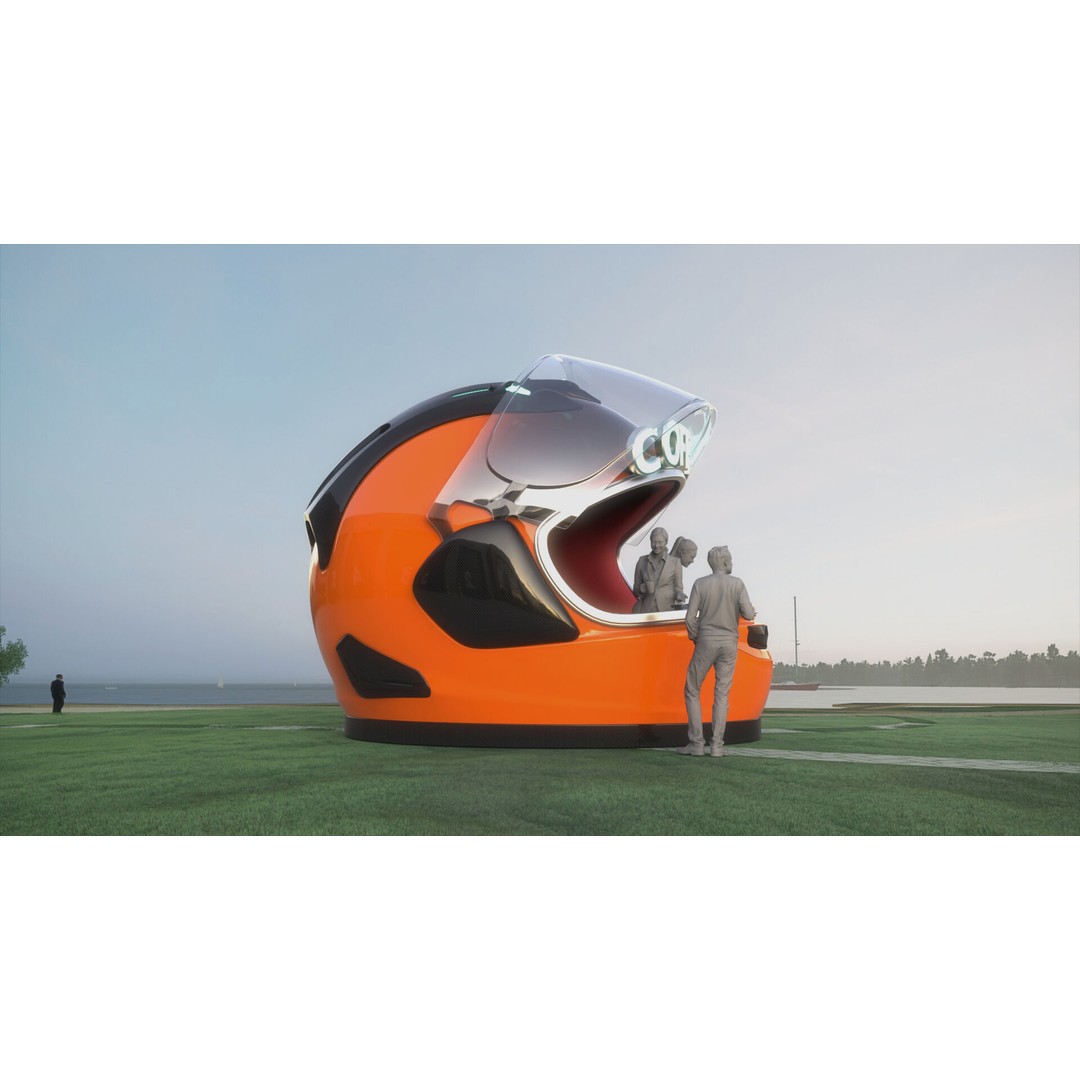 Helmet Coffee Shop 3D Model – Isometric Cartoon Building, FBX, OBJ - View 9
