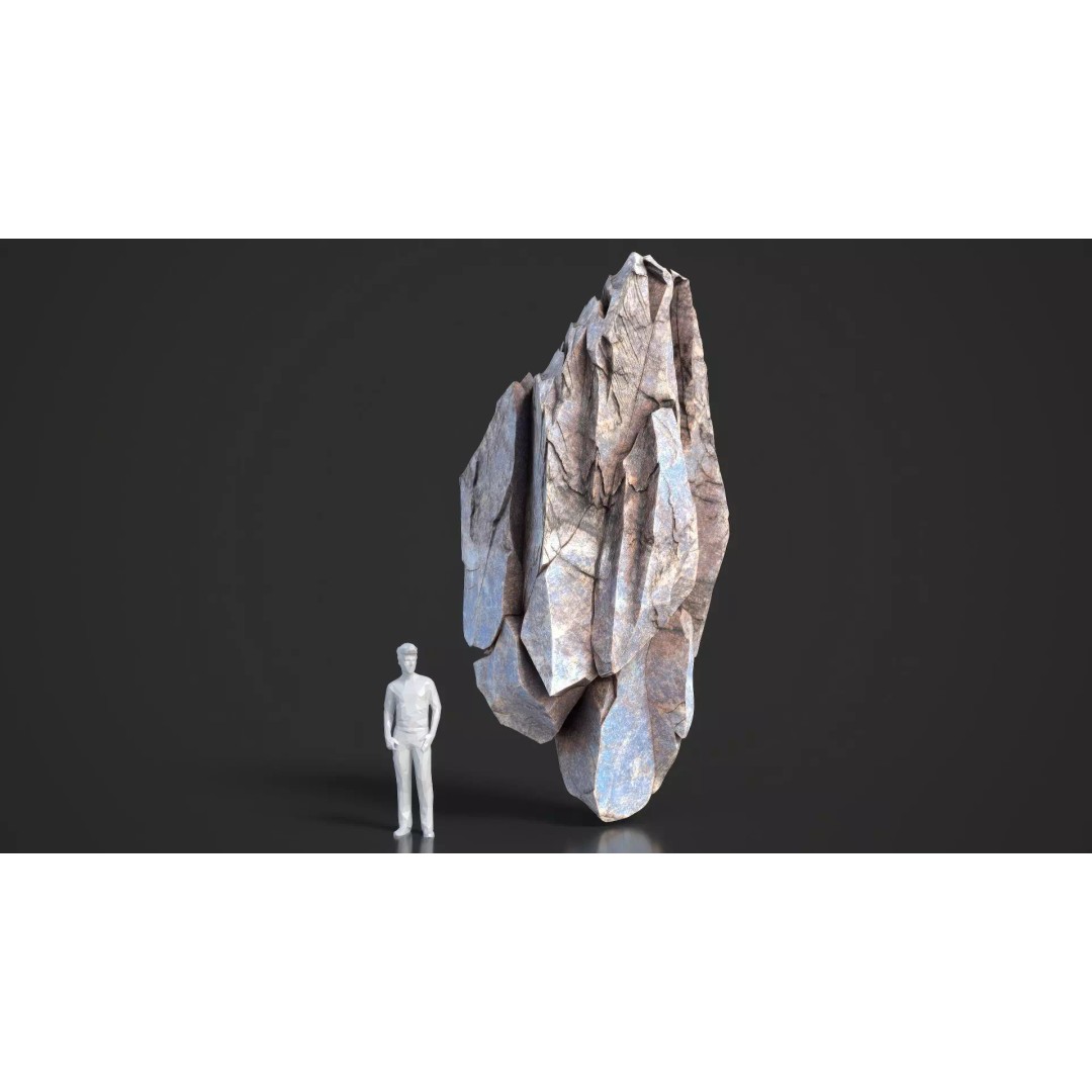 Modular Cliff Rocks 3D Model – Low Poly & High Poly Game Asset, FBX/OBJ - View 12