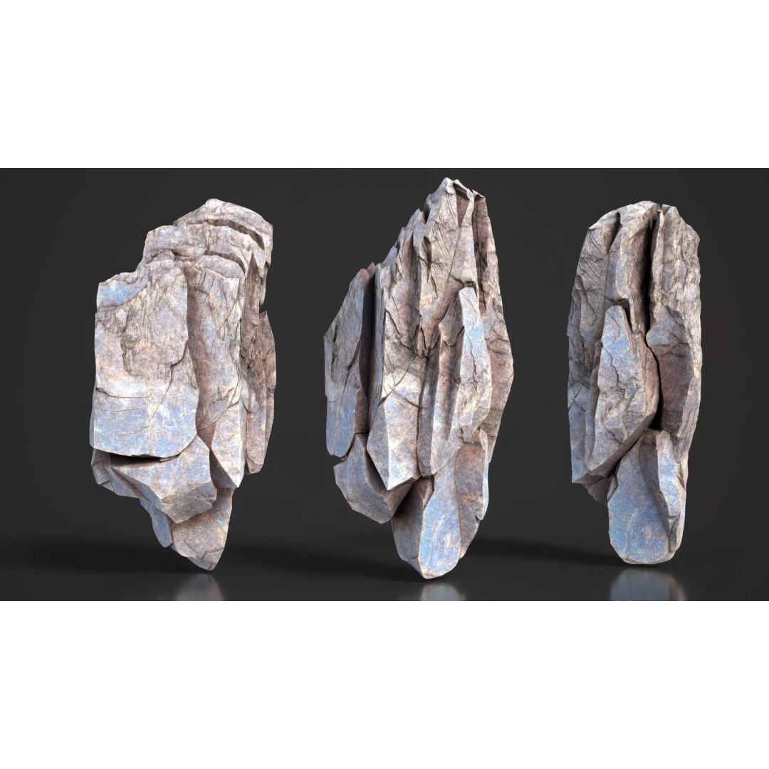 Modular Cliff Rocks 3D Model – Low Poly & High Poly Game Asset, FBX/OBJ - View 13