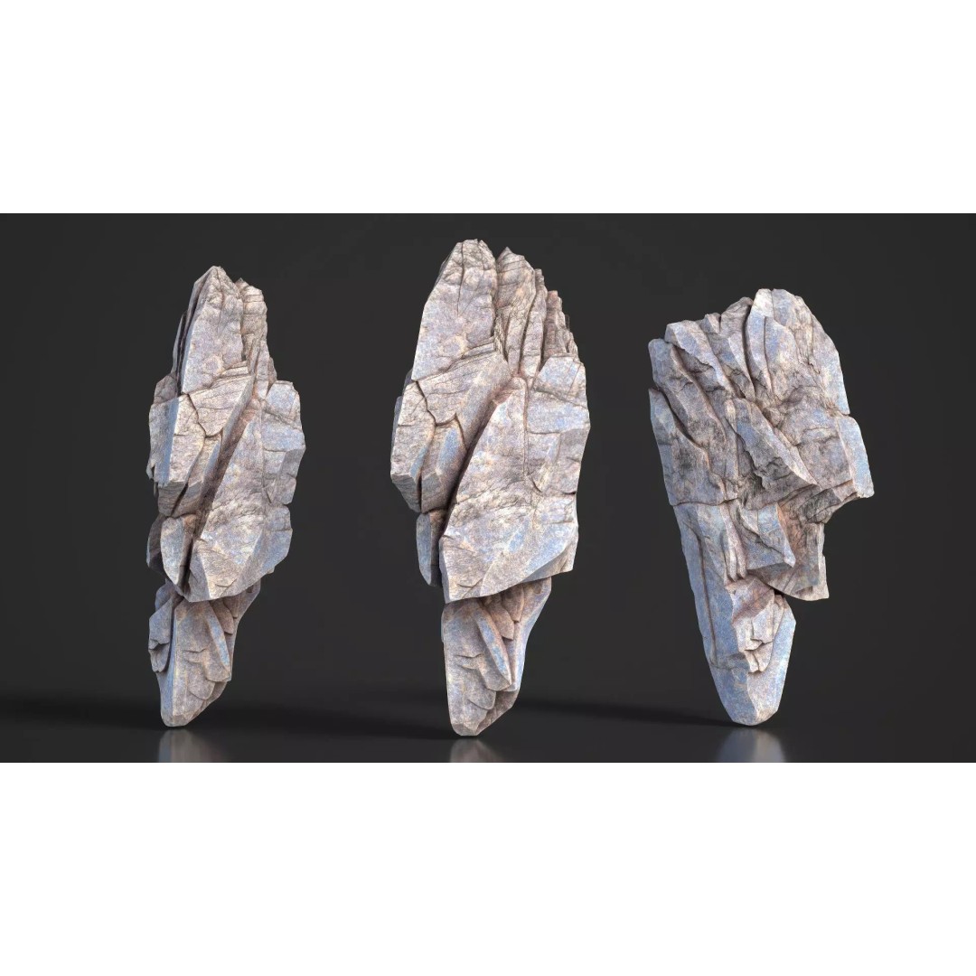 Modular Cliff Rocks 3D Model – Low Poly & High Poly Game Asset, FBX/OBJ - View 15