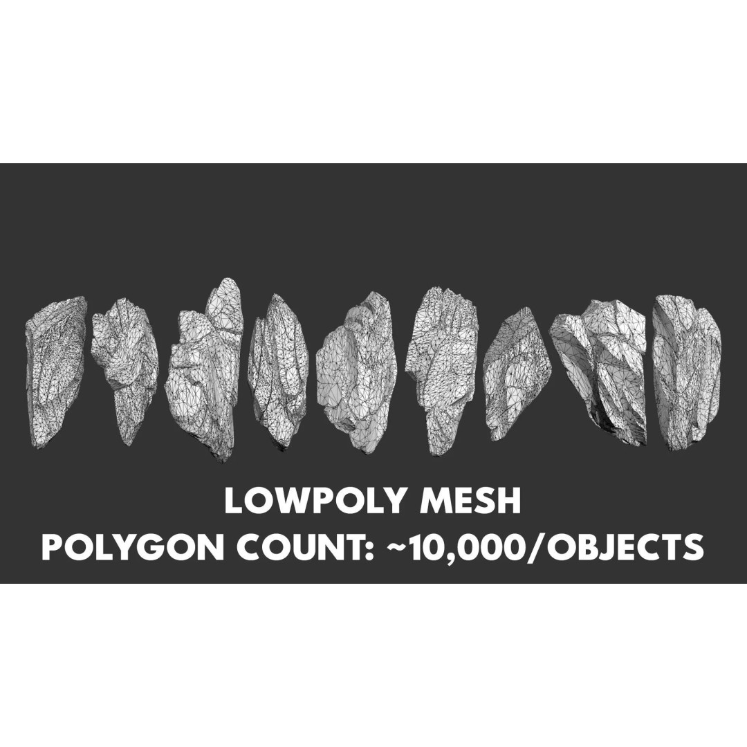 Modular Cliff Rocks 3D Model – Low Poly & High Poly Game Asset, FBX/OBJ - View 23