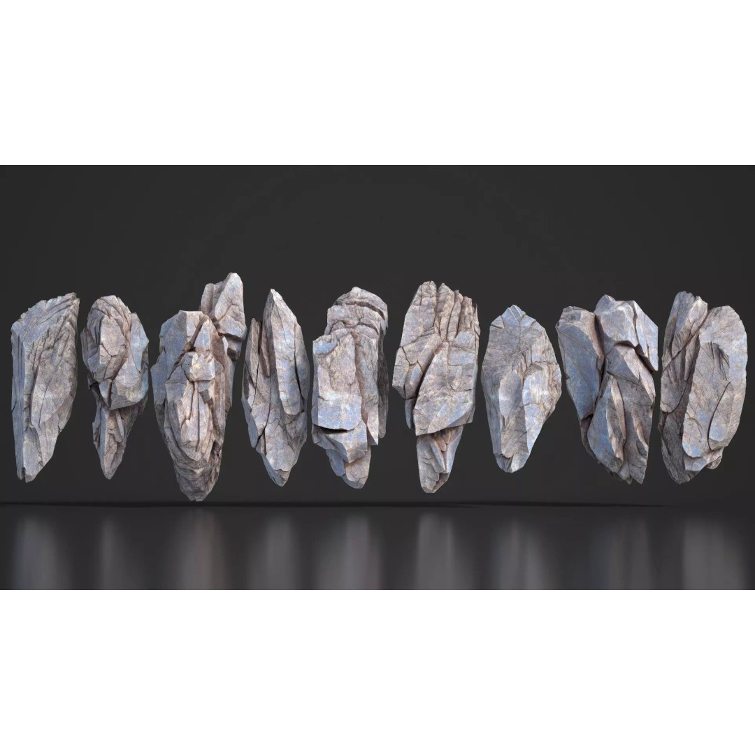 Modular Cliff Rocks 3D Model – Low Poly & High Poly Game Asset, FBX/OBJ - View 3
