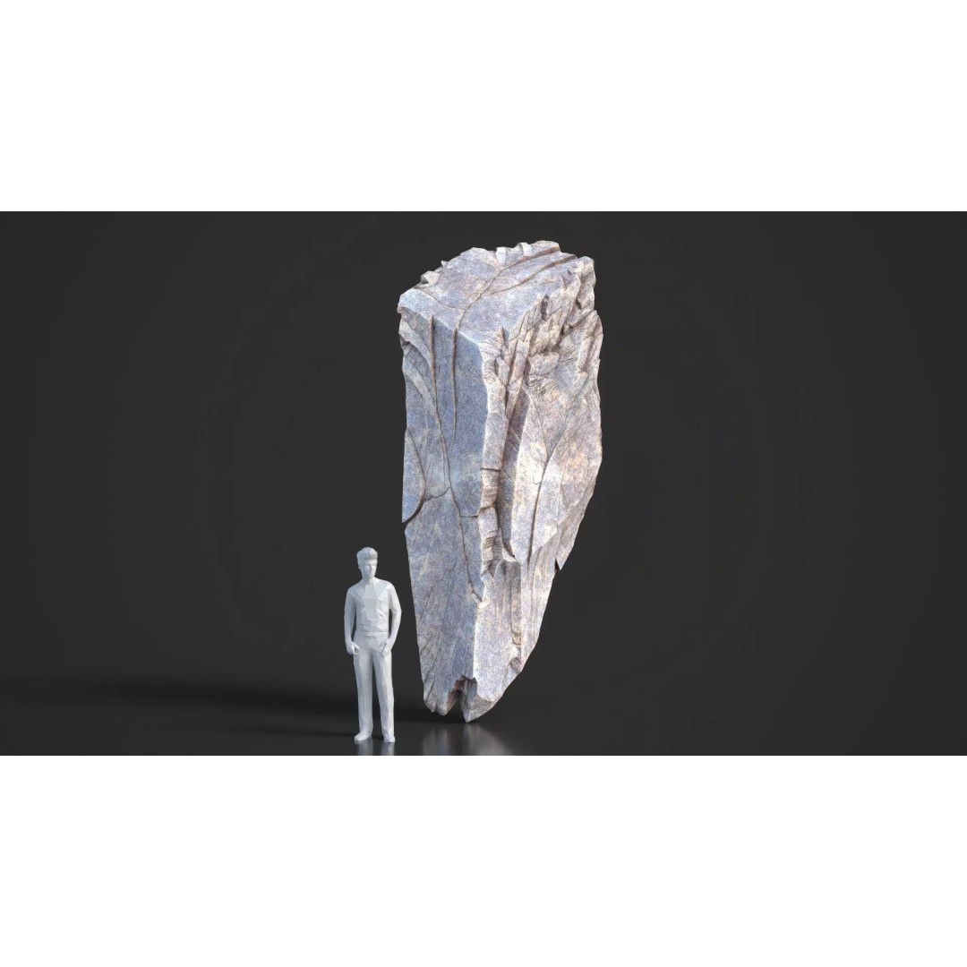 Modular Cliff Rocks 3D Model – Low Poly & High Poly Game Asset, FBX/OBJ - View 4