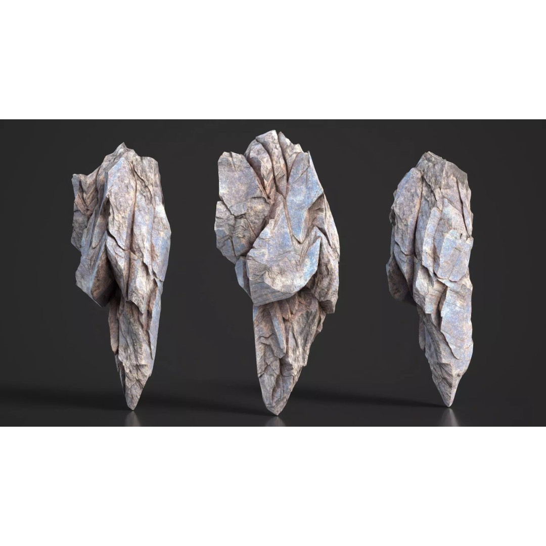 Modular Cliff Rocks 3D Model – Low Poly & High Poly Game Asset, FBX/OBJ - View 7