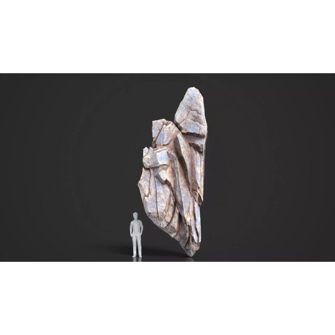 Modular Cliff Rocks 3D Model – Low Poly & High Poly Game Asset, FBX/OBJ - View 8