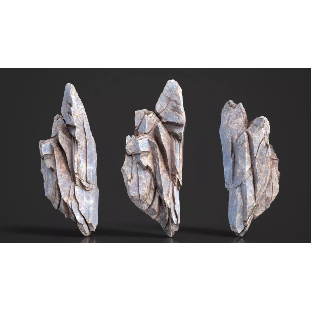 Modular Cliff Rocks 3D Model – Low Poly & High Poly Game Asset, FBX/OBJ - View 9