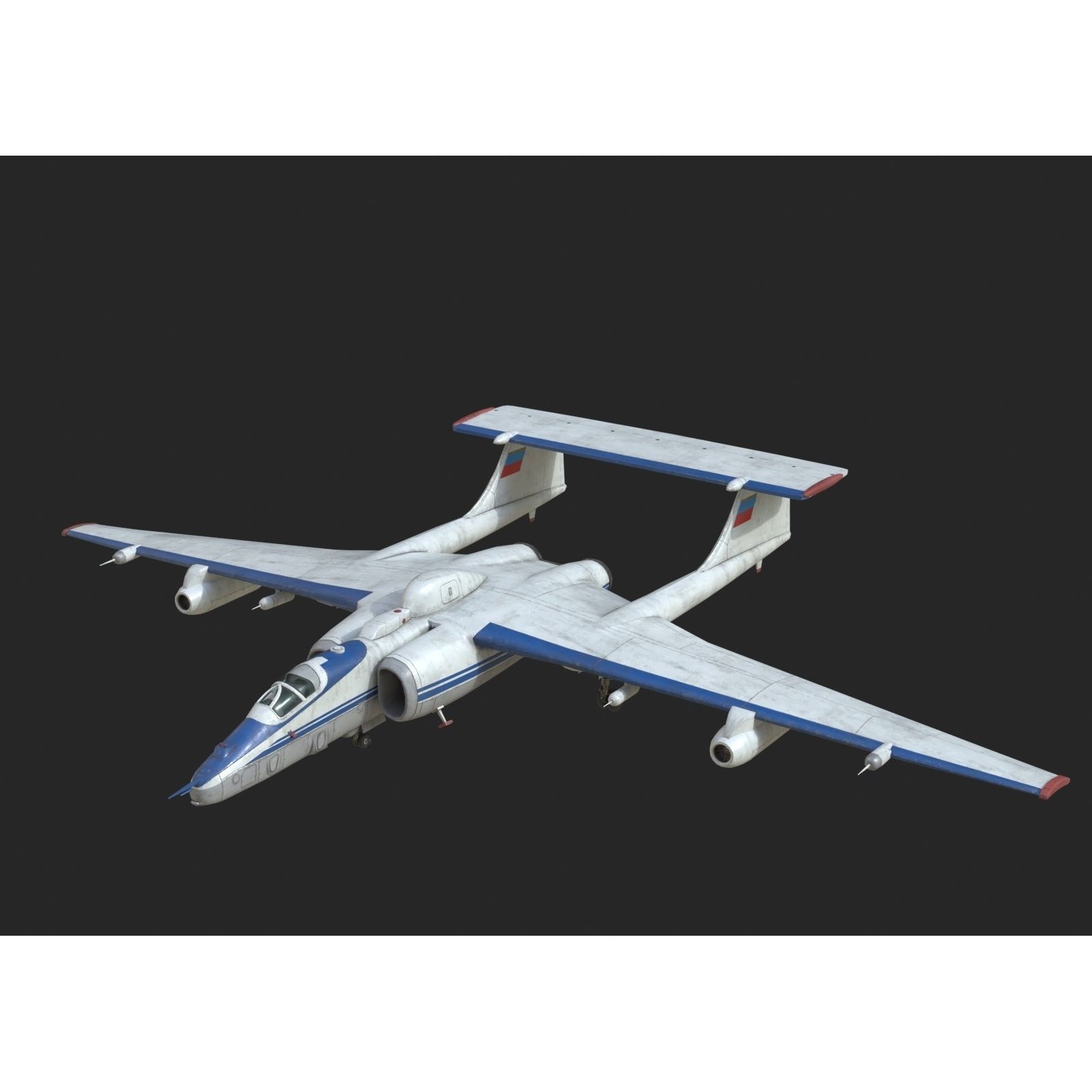 Russian Air Force M-55 Geophysics - Low-Poly Game-Ready 3D Model - View 4