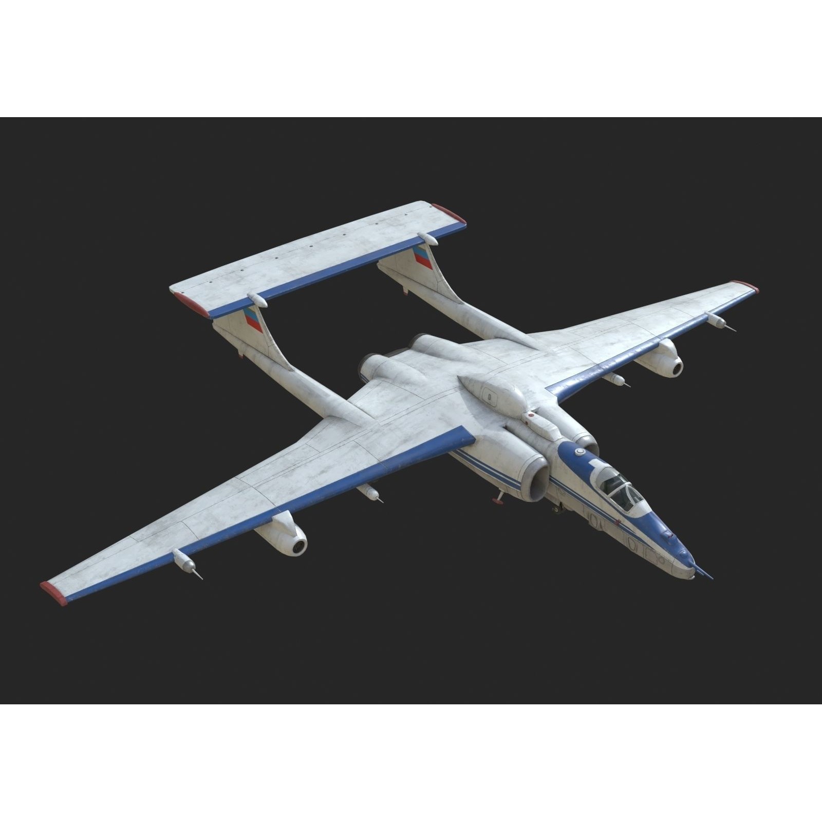 Russian Air Force M-55 Geophysics - Low-Poly Game-Ready 3D Model - View 7