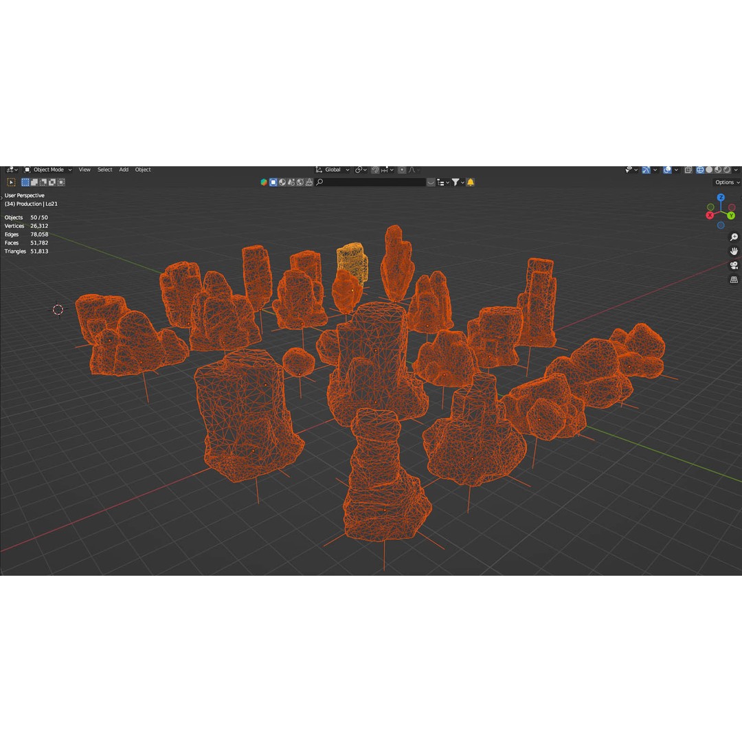 Mountain Rock 3D Model – Low Poly PBR Modular Landscape Asset, FBX