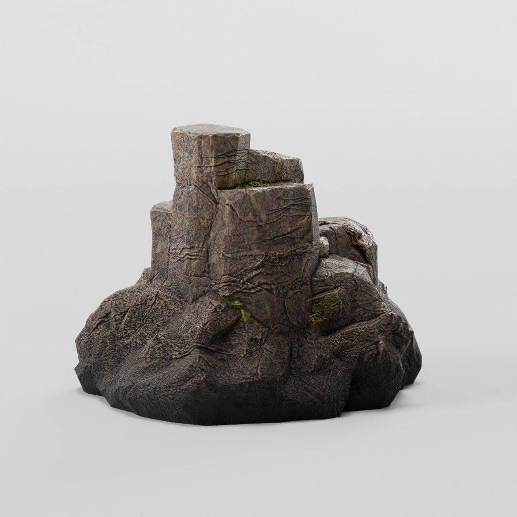 Mountain Rock 3D Model – Low Poly PBR Modular Landscape Asset, FBX - View 15