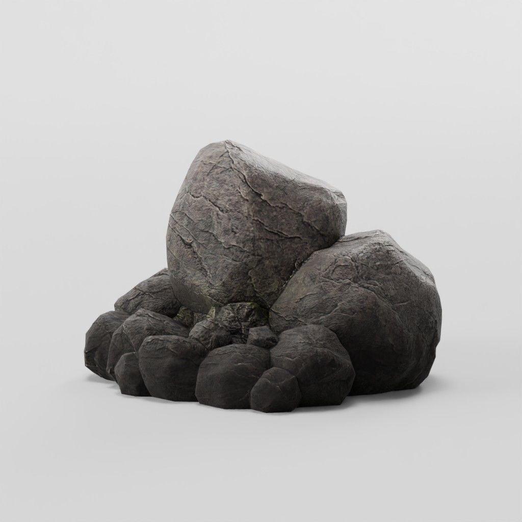 Mountain Rock 3D Model – Low Poly PBR Modular Landscape Asset, FBX - View 17