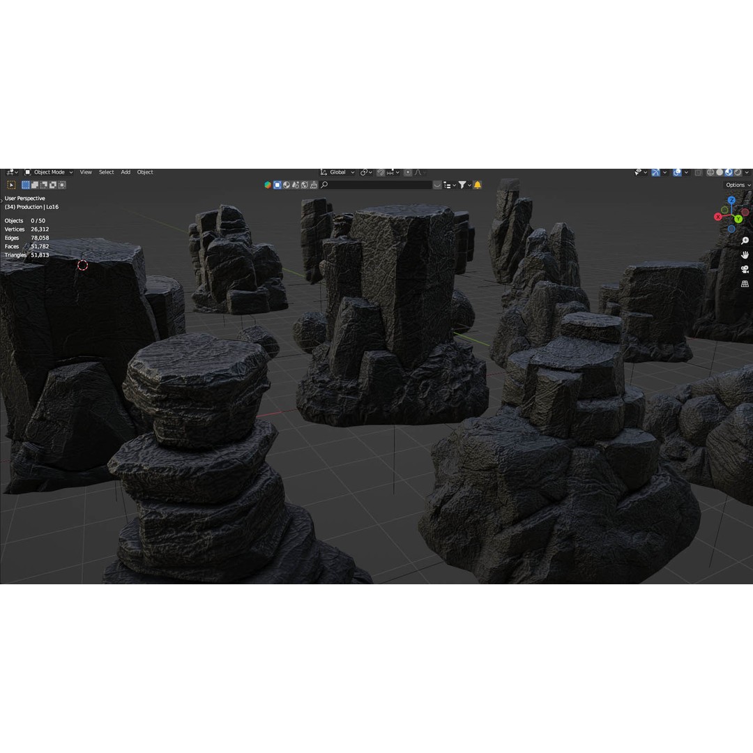 Mountain Rock 3D Model – Low Poly PBR Modular Landscape Asset, FBX - View 28