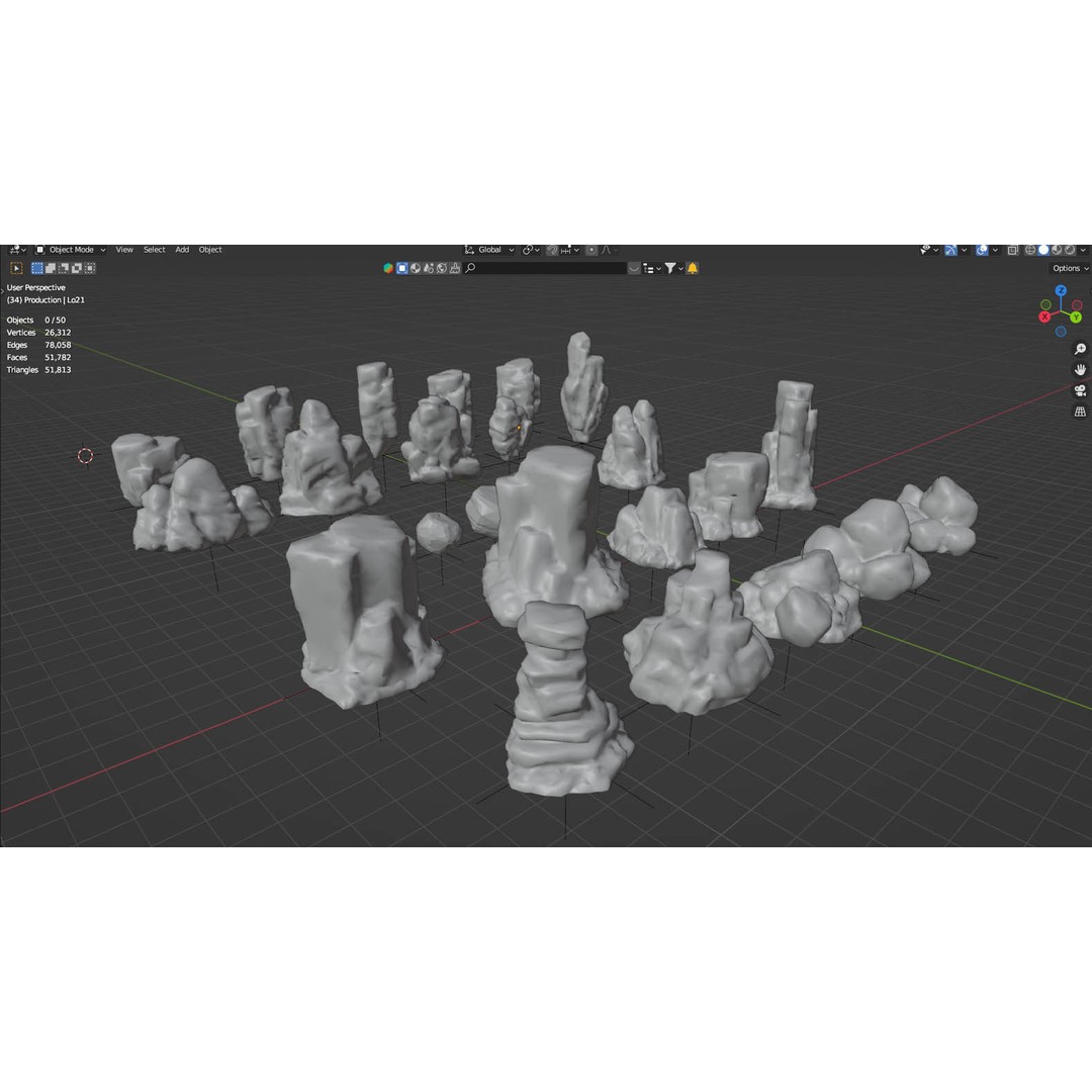 Mountain Rock 3D Model – Low Poly PBR Modular Landscape Asset, FBX - View 29