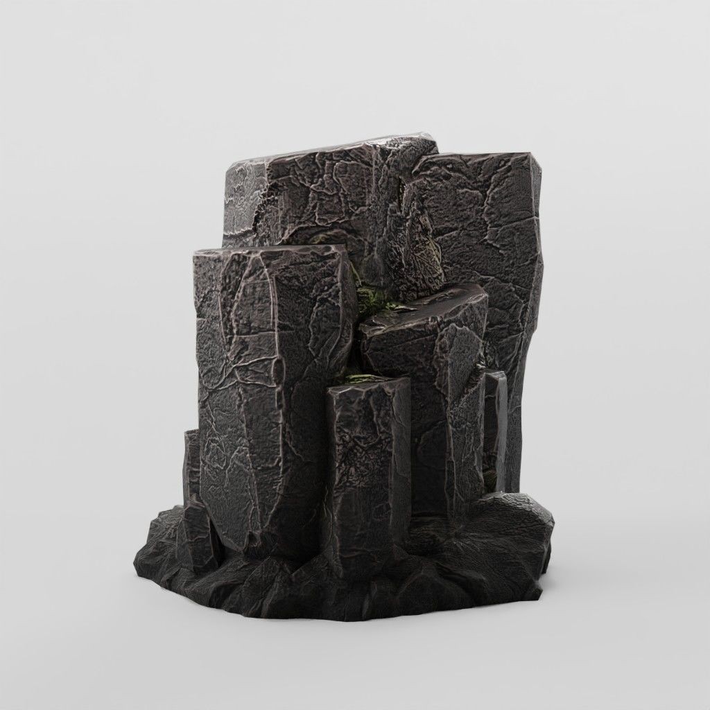 Mountain Rock 3D Model – Low Poly PBR Modular Landscape Asset, FBX - View 3