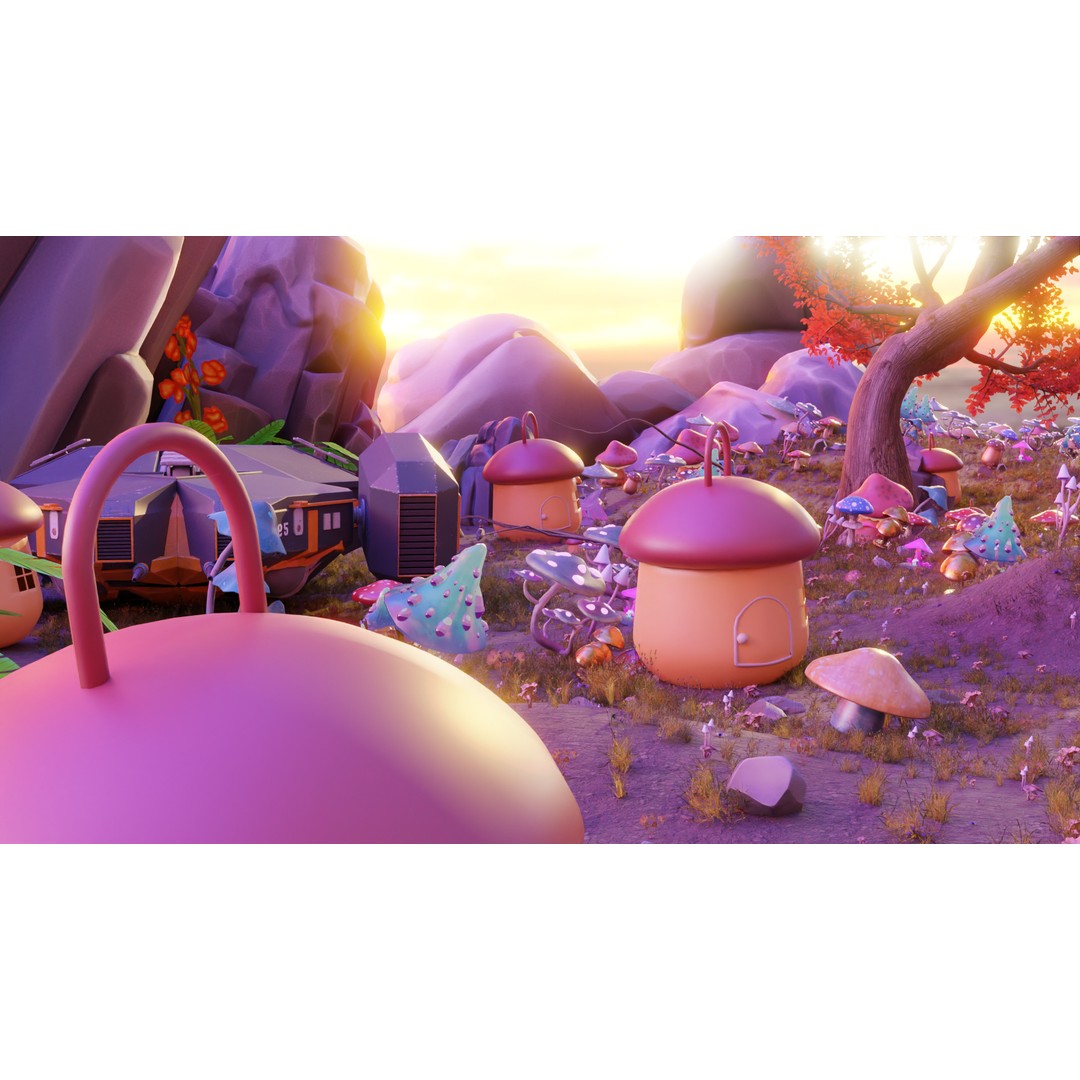 Fantasy Mushroom Village 3D Model – Stylized Environment for Games, FBX - View 17