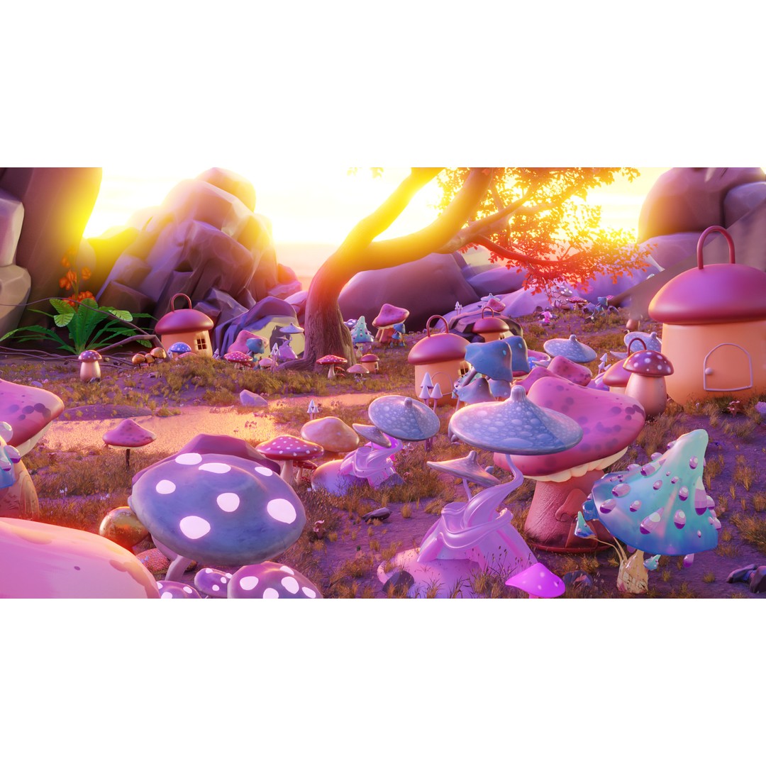 Fantasy Mushroom Village 3D Model – Stylized Environment for Games, FBX - View 2